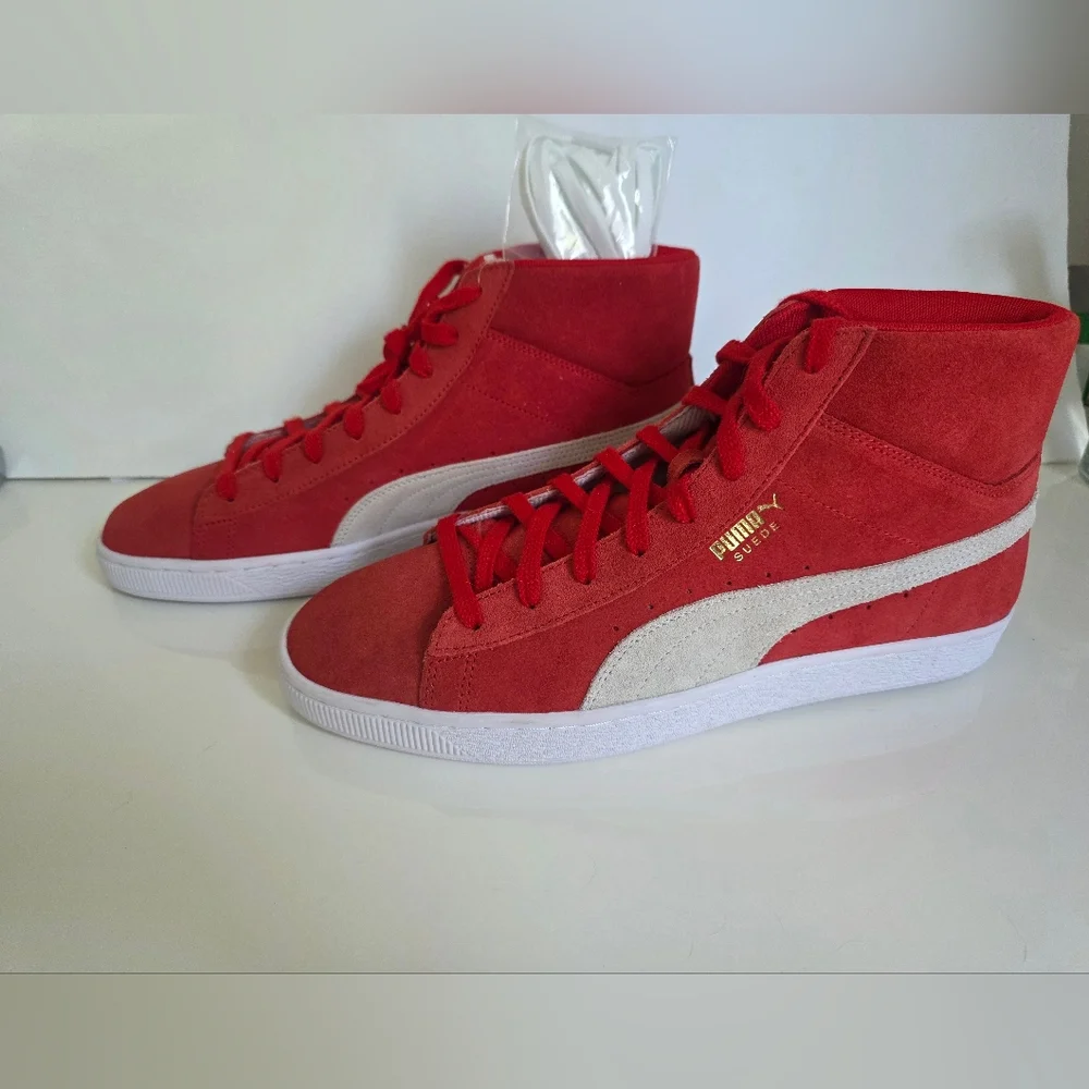 Puma Suede Mid 21 High Risk Red Sneakers Men's Size 12